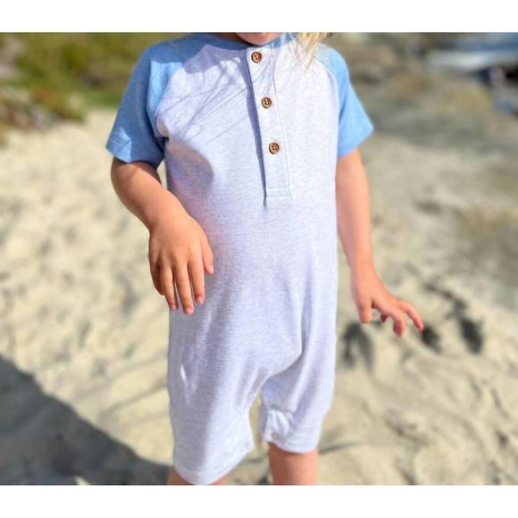 NEW ME & HENRY afloat henley romper in heather grey - Picture 1 of 3